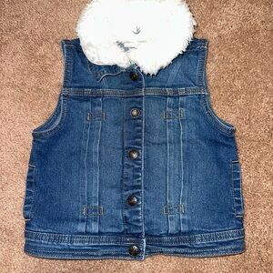 Crazy 8 Denim Vest with Faux Fur Collar
